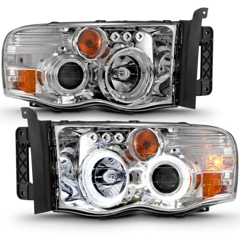 ANZO 2002-2005 Dodge Ram 1500 Projector Headlights w/ Halo Chrome Clear Amber - Additional View 5