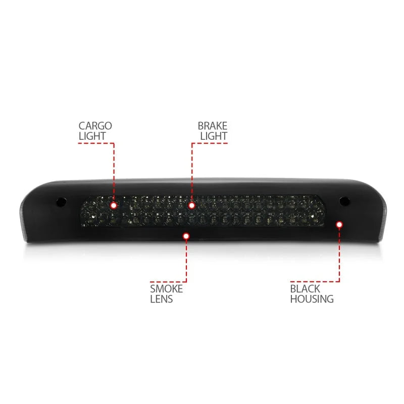 ANZO 2002-2008 Dodge Ram 1500 LED 3rd Brake Light Smoke B - Series - Installation View