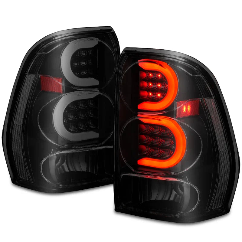 ANZO 2002-2009 Chevrolet Trailblazer LED Tail Lights w/ Light Bar Black Housing Smoke Lens - Back View