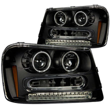 Load image into Gallery viewer, ANZO 2002-2009 Chevrolet Trailblazer Projector Headlights w/ Halo Black - Side View