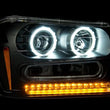 Load image into Gallery viewer, ANZO 2002-2009 Chevrolet Trailblazer Projector Headlights w/ Halo Black - Back View