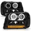 Load image into Gallery viewer, ANZO 2002-2009 Chevrolet Trailblazer Projector Headlights w/ Halo Black - Additional View 7