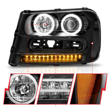 Load image into Gallery viewer, ANZO 2002-2009 Chevrolet Trailblazer Projector Headlights w/ Halo Black - Additional View 8