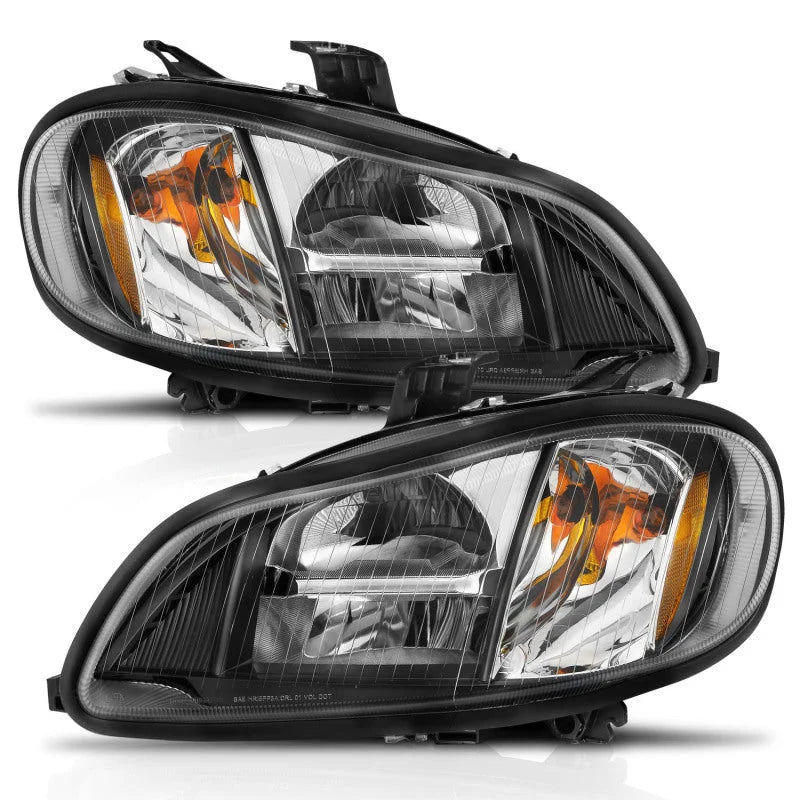ANZO 2002-2014 Freightliner M2 LED Crystal Headlights Black Housing w/ Clear Lens (Pair) - Side View