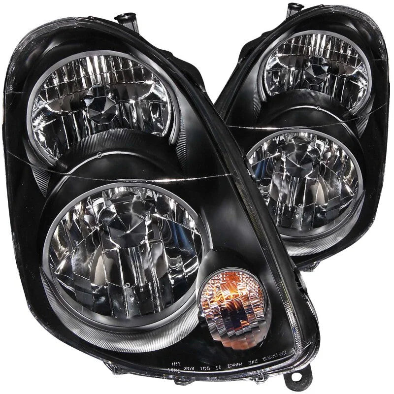 ANZO 2003-2004 Infiniti G35 Crystal Headlights Black - Main Product View