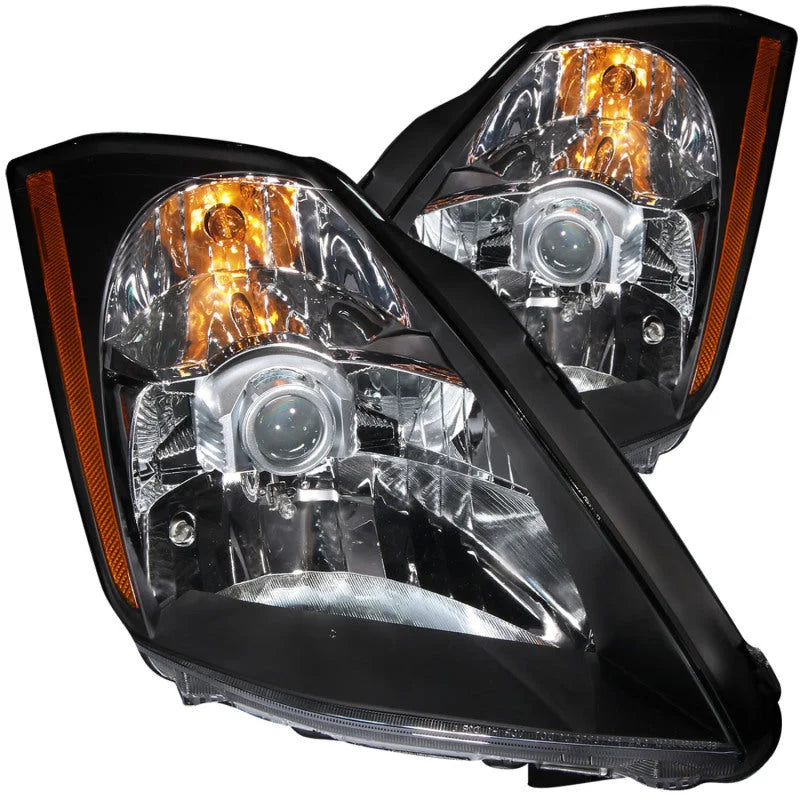 ANZO 2003-2005 Nissan 350Z Crystal Headlights Black - Main Product View