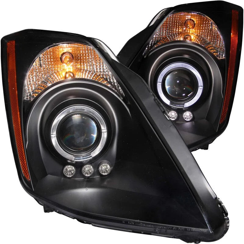 ANZO 2003-2005 Nissan 350Z Projector Headlights w/ Halo Black - Main Product View
