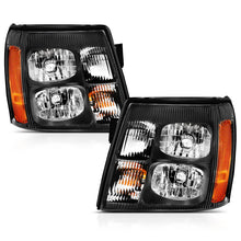 Load image into Gallery viewer, ANZO 2003-2006 Cadillac Escalade Crystal Headlight Black Amber - Side View