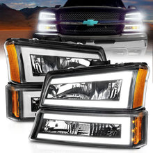 Load image into Gallery viewer, ANZO 2003-2006 Chevrolet Silverado 1500 Crystal Headlights w/ Light Bar Black Housing - Main Product View