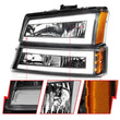 Load image into Gallery viewer, ANZO 2003-2006 Chevrolet Silverado 1500 Crystal Headlights w/ Light Bar Black Housing - Installation View