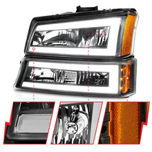 Load image into Gallery viewer, ANZO 2003-2006 Chevrolet Silverado 1500 Crystal Headlights w/ Light Bar Black Housing - Installation View