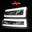 Load image into Gallery viewer, ANZO 2003-2006 Chevrolet Silverado 1500 Crystal Headlights w/ Light Bar Chrome Housing - Side View
