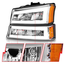 Load image into Gallery viewer, ANZO 2003-2006 Chevrolet Silverado 1500 Crystal Headlights w/ Light Bar Chrome Housing - Additional View 6