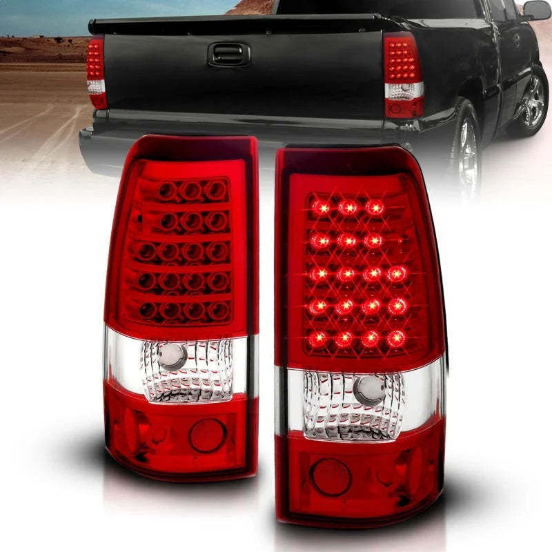 ANZO 2003-2006 Chevrolet Silverado 1500 LED Taillights Red/Clear - Side View