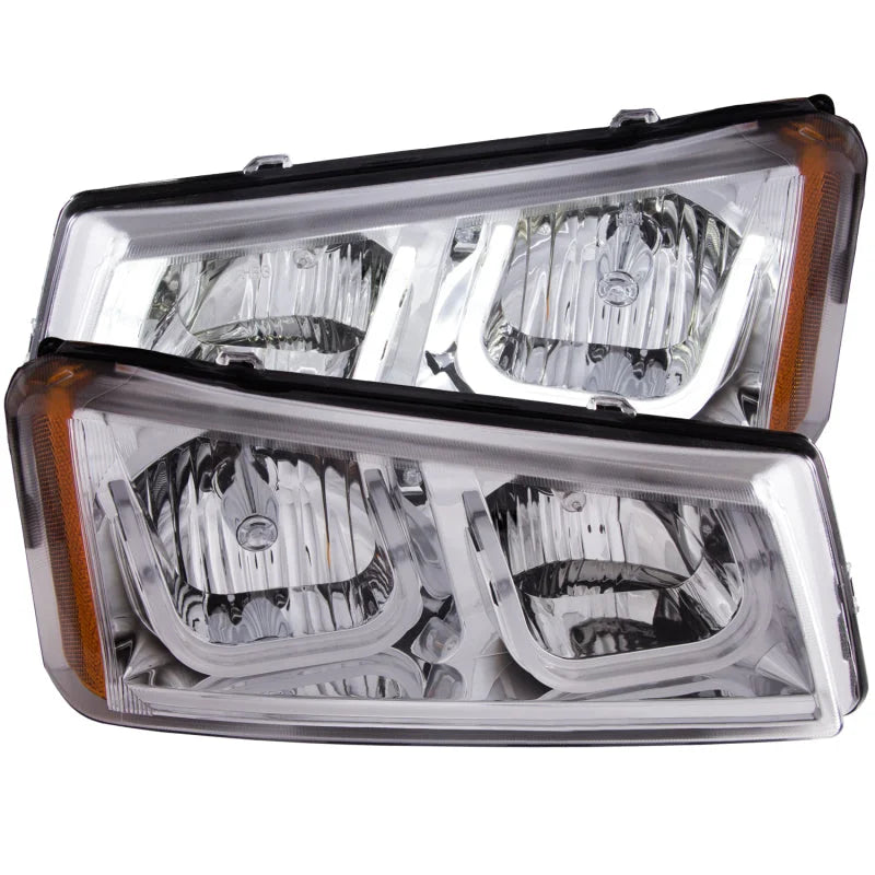 ANZO 2003-2006 Chevrolet Silverado 1500 Projector Headlights w/ U-Bar Chrome - Main Product View