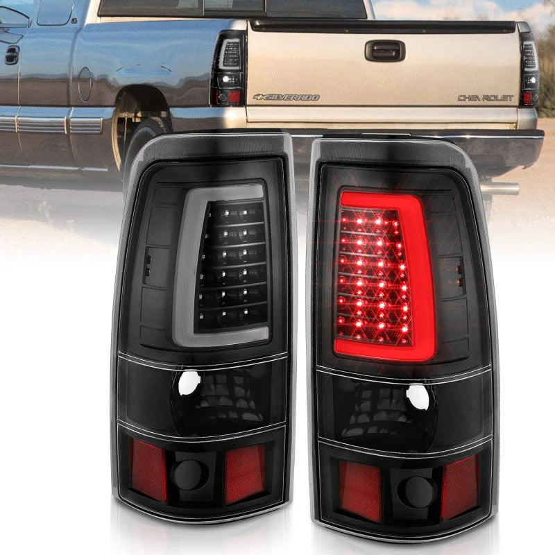 ANZO 2003-2006 Chevy Silverado 1500 LED Taillights Plank Style Black w/Clear Lens - Main Product View