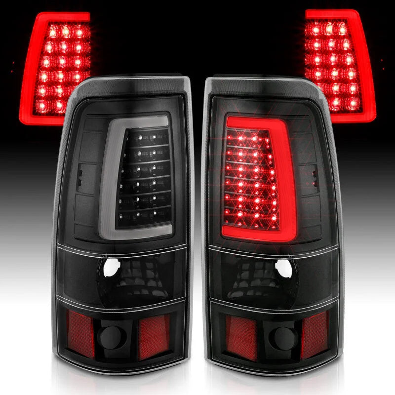 ANZO 2003-2006 Chevy Silverado 1500 LED Taillights Plank Style Black w/Clear Lens - Back View
