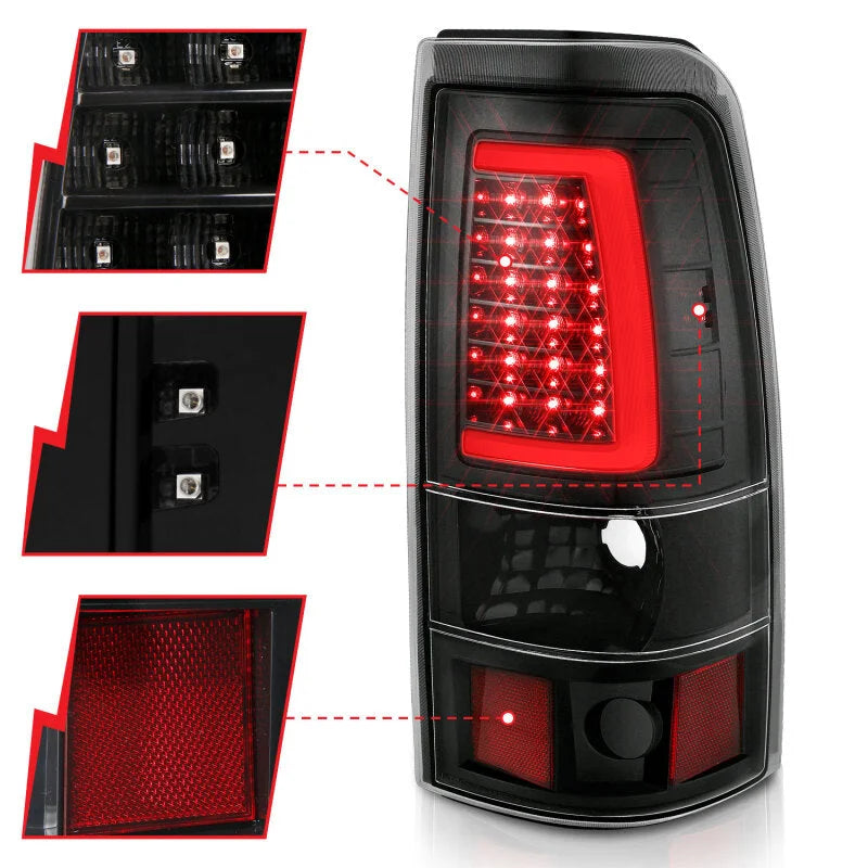 ANZO 2003-2006 Chevy Silverado 1500 LED Taillights Plank Style Black w/Clear Lens - Installation View