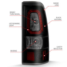 Load image into Gallery viewer, ANZO 2003-2006 Chevy Silverado 1500 LED Taillights Plank Style Black w/Smoke Lens - Back View