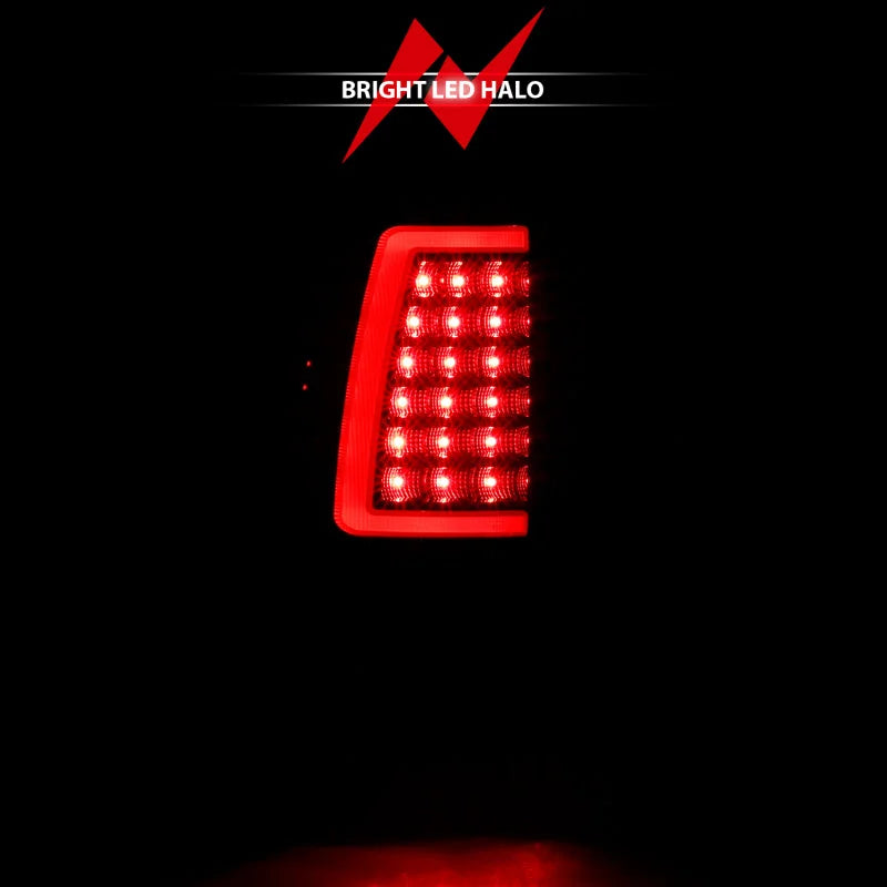 ANZO 2003-2006 Chevy Silverado 1500 LED Taillights Plank Style Black w/Smoke Lens - Back View