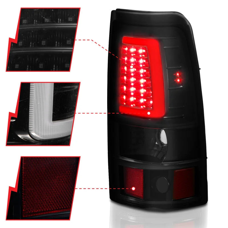 ANZO 2003-2006 Chevy Silverado 1500 LED Taillights Plank Style Black w/Smoke Lens - Installation View