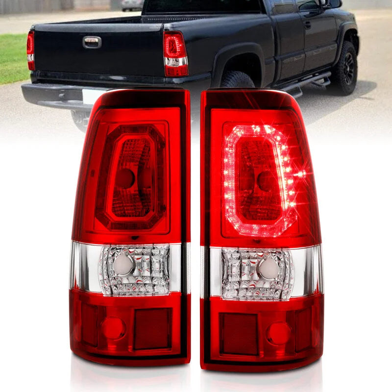 ANZO 2003-2006 Chevy Silverado 1500 LED Taillights Plank Style Chrome With Red/Clear Lens - Main Product View