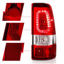 Load image into Gallery viewer, ANZO 2003-2006 Chevy Silverado 1500 LED Taillights Plank Style Chrome With Red/Clear Lens - Side View