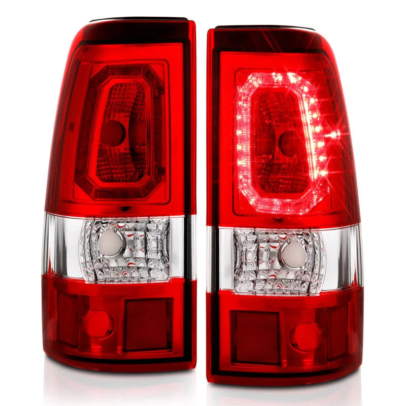 ANZO 2003-2006 Chevy Silverado 1500 LED Taillights Plank Style Chrome With Red/Clear Lens - Back View