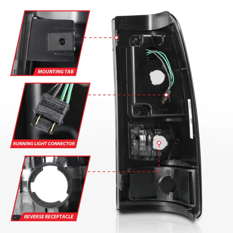 ANZO 2003-2006 Chevy Silverado 1500 LED Taillights Plank Style Chrome With Red/Clear Lens - Installation View