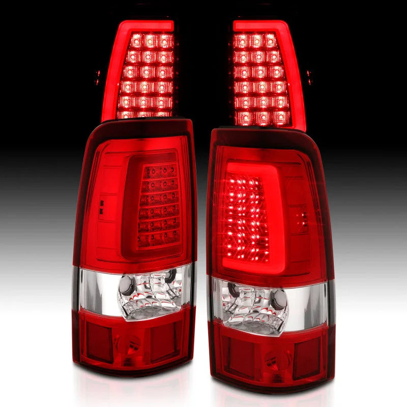 ANZO 2003-2006 Chevy Silverado 1500 LED Taillights Plank Style Chrome With Red/Clear Lens - Additional View 6
