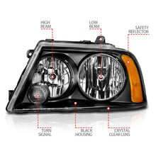 Load image into Gallery viewer, ANZO 2003-2006 Lincoln Navigator Crystal Headlights Black - Back View