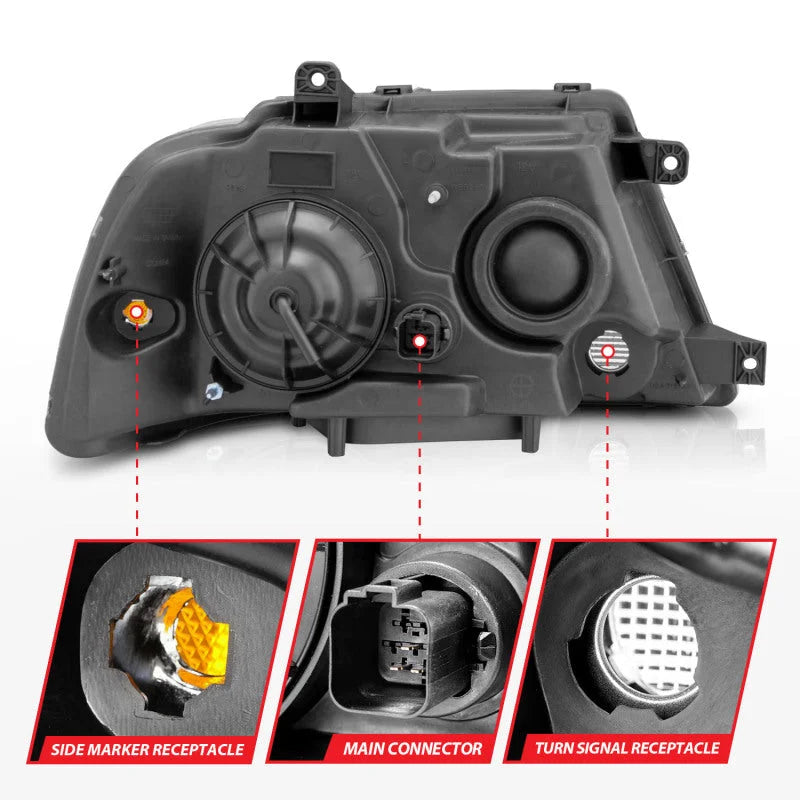 ANZO 2003-2006 Lincoln Navigator Crystal Headlights Black - Installation View