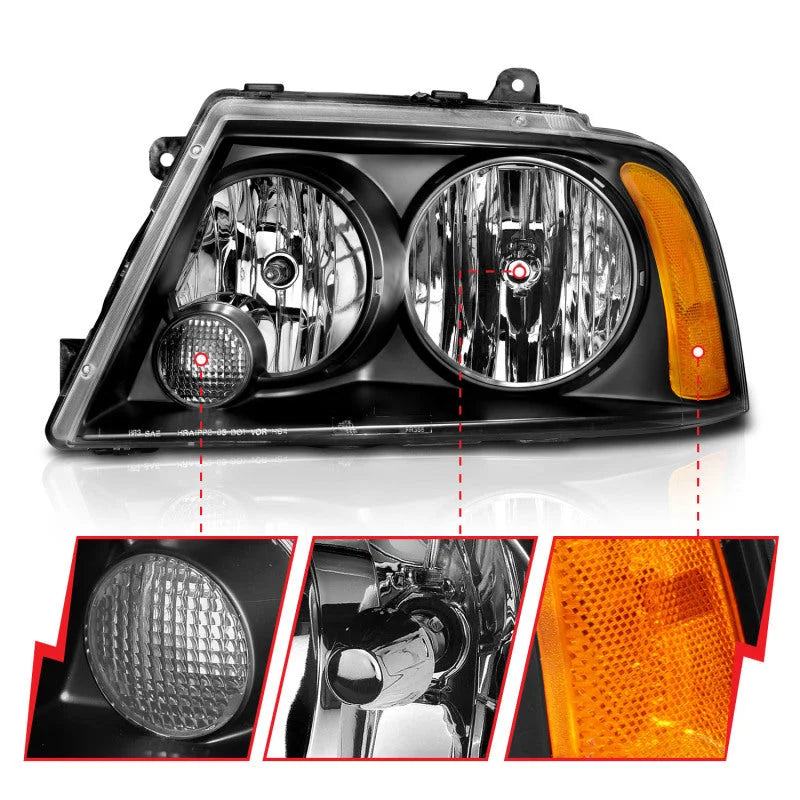 ANZO 2003-2006 Lincoln Navigator Crystal Headlights Black - Additional View 7