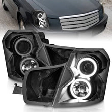 Load image into Gallery viewer, ANZO 2003-2007 Cadillac Cts Projector Headlights w/ Halo Black (CCFL) - Installation View