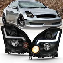 Load image into Gallery viewer, ANZO 2003-2007 Infiniti G35 Projector Headlight Plank Style Black (HID Compatible, No HID Kit ) - Side View