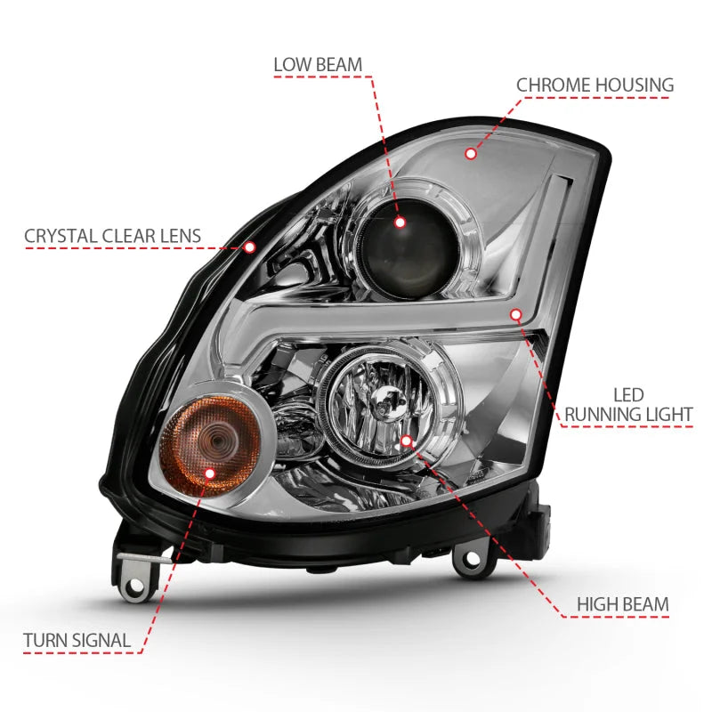 ANZO 2003-2007 Infiniti G35 Projector Headlight Plank Style Black (HID Compatible, No HID Kit ) - Additional View 5