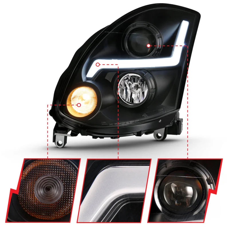 ANZO 2003-2007 Infiniti G35 Projector Headlight Plank Style Black (HID Compatible, No HID Kit ) - Additional View 8