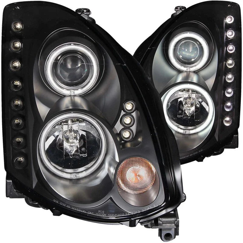 ANZO 2003-2007 Infiniti G35 Projector Headlights w/ Halo Black (CCFL) (HID Compatible) - Main Product View