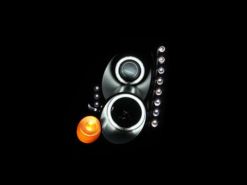 ANZO 2003-2007 Infiniti G35 Projector Headlights w/ Halo Black (CCFL) (HID Compatible) - Side View