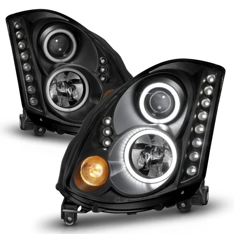 ANZO 2003-2007 Infiniti G35 Projector Headlights w/ Halo Black (CCFL) (HID Compatible) - Additional View 7