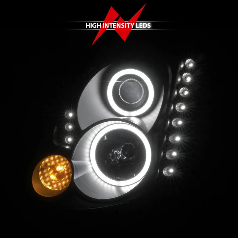 ANZO 2003-2007 Infiniti G35 Projector Headlights w/ Halo Black (CCFL) (HID Compatible) - Additional View 8