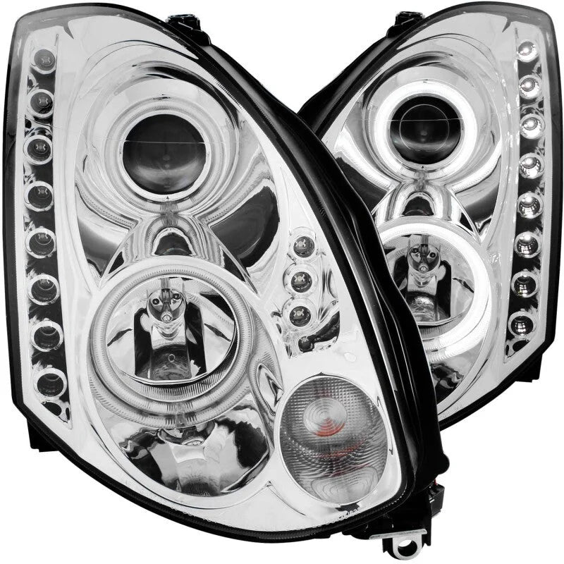 ANZO 2003-2007 Infiniti G35 Projector Headlights w/ Halo Chrome (CCFL) (HID Compatible) - Main Product View