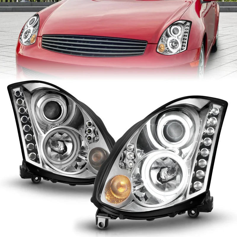 ANZO 2003-2007 Infiniti G35 Projector Headlights w/ Halo Chrome (CCFL) (HID Compatible) - Additional View 5
