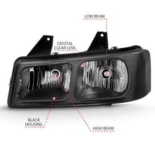 Load image into Gallery viewer, ANZO 2003-2017 Chevy Express Crystal Headlight Black - Back View