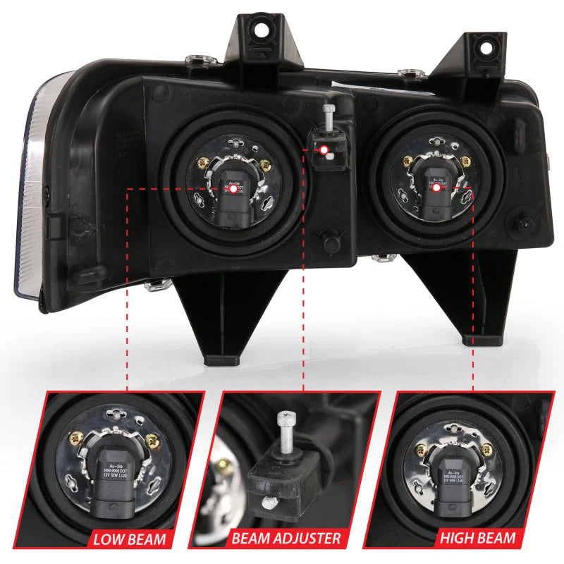 ANZO 2003-2017 Chevy Express Crystal Headlight Black - Installation View