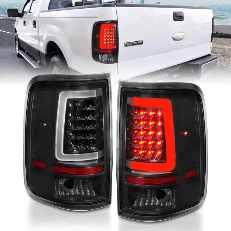 ANZO 2004-2006 Ford F-150 LED Tail Lights w/ Light Bar Black Housing Clear Lens - Main Product View
