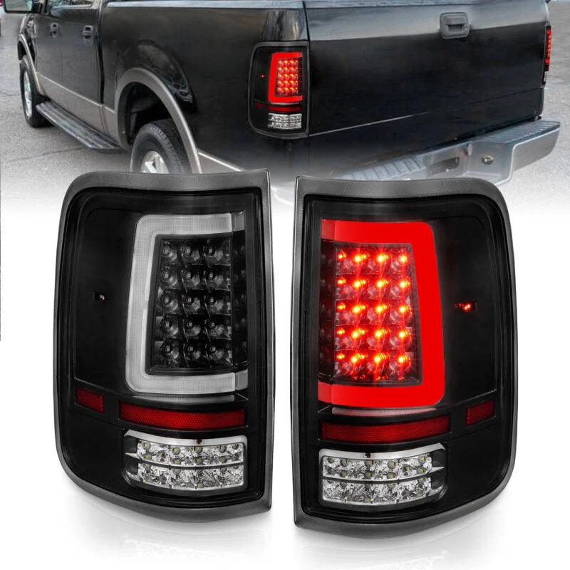 ANZO 2004-2006 Ford F-150 LED Tail Lights w/ Light Bar Black Housing Clear Lens - Side View