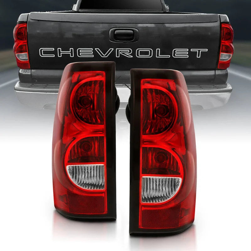 ANZO 2004-2007 Chevy Silverado Taillight Red/Clear Lens w/Black Trim (OE Replacement) - Main Product View
