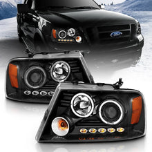 Load image into Gallery viewer, ANZO 2004-2008 Ford F-150 Projector Headlights w/ Halo and LED Black G2 - Back View