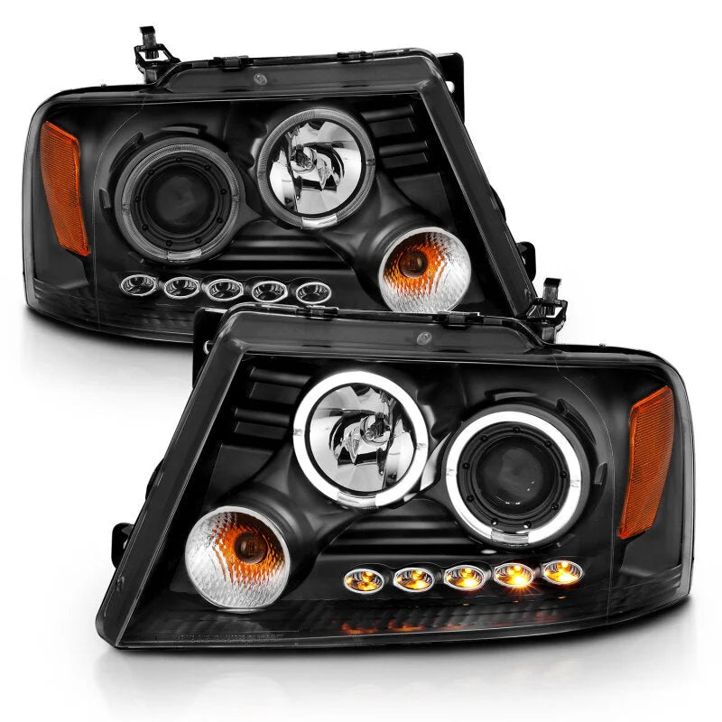 ANZO 2004-2008 Ford F-150 Projector Headlights w/ Halo and LED Black G2 - Additional View 7